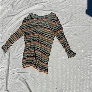 MISSONI Striped V-Neck Long Sleeve Top